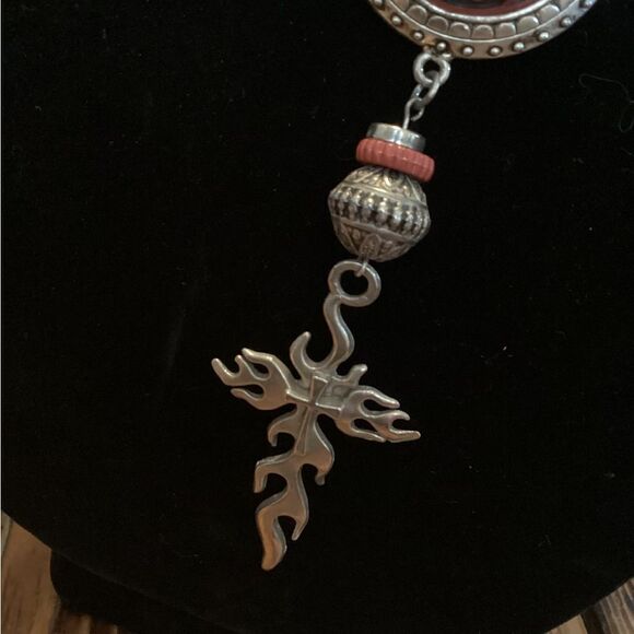 Handcrafted Bump’s Creations Fire Cross Pendant Necklace - Picture 3 of 8
